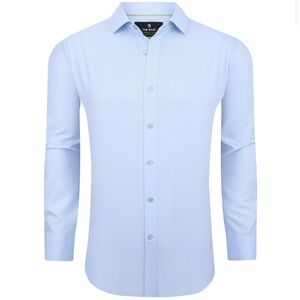 TOM BAINE • Mens Performance Slim Fit Blue White Graph Check Button Down Shirt L